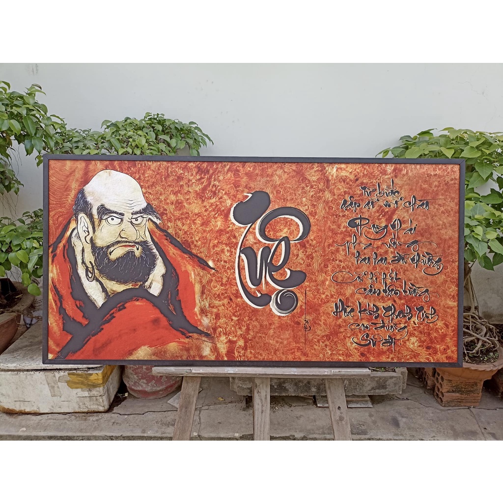 TRANH TỔ ĐẠT MA và chữ TUỆ kích thước 70x70