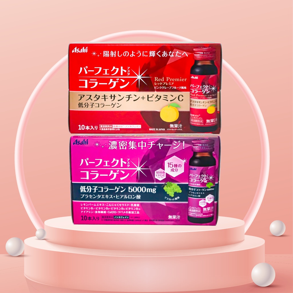 Nước Uống Bổ Sung The Collagen Asahi Perfect Asta Nhật Bản hộp 10 chai