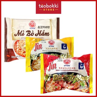 Mì jin ottogi vị bò hầm, vị bò sốt vang gói 70g 120g