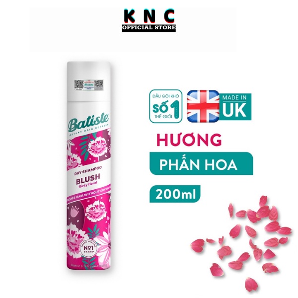 Dầu Gội Khô Batiste Hương Hoa Quyến Rũ - Batiste Dry Shampoo Floral & Flirty Blush 200ml