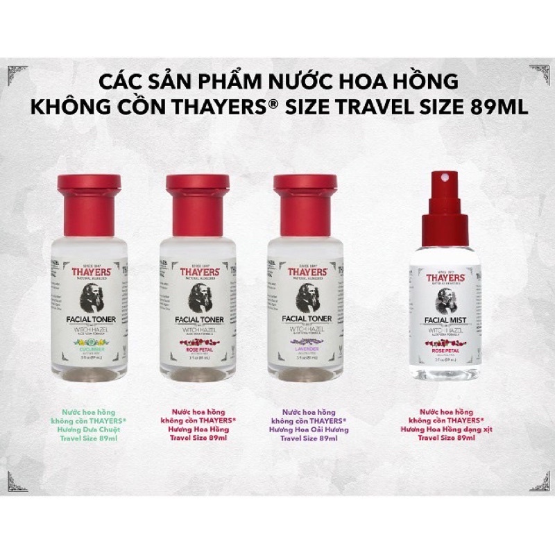 Nước hoa hồng không cồn Thayers - Hương hoa hồng - 89ml