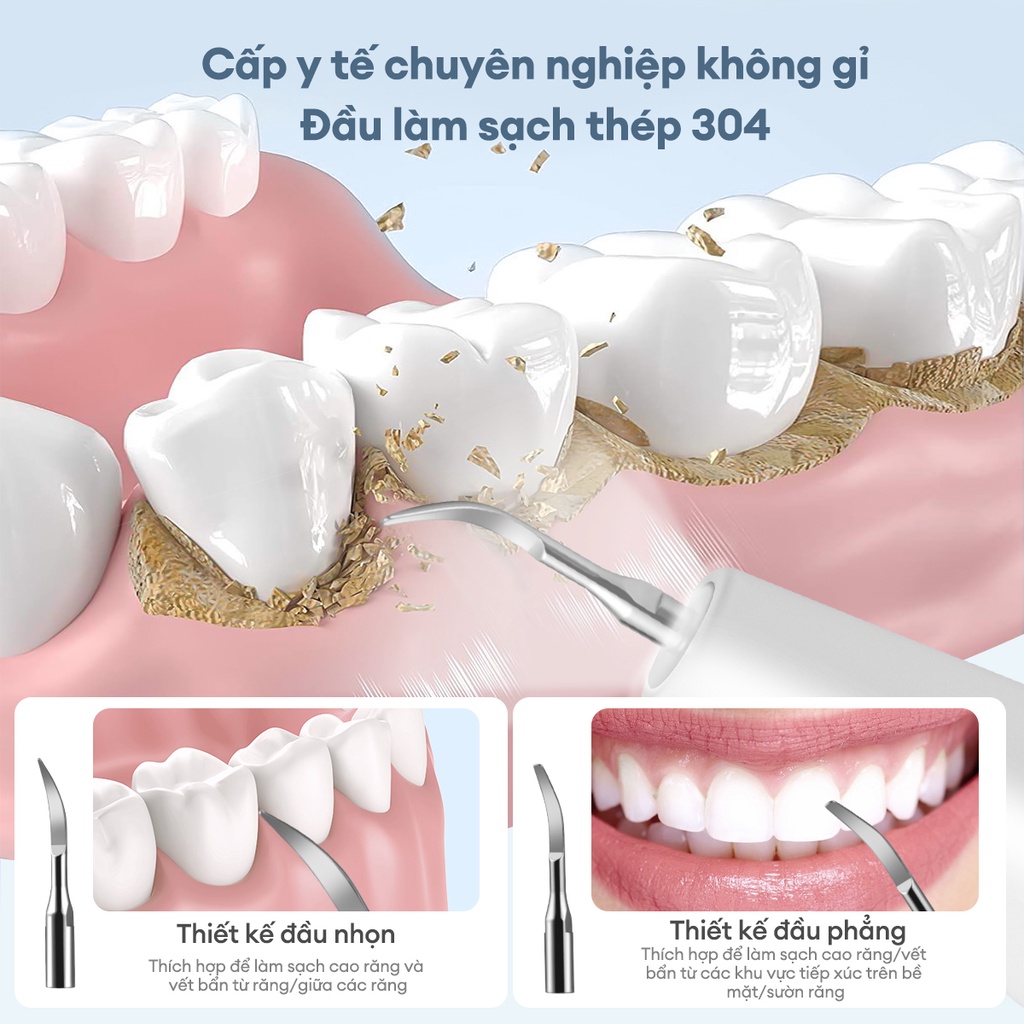 CkeyiN máy lấy cao răng tại nhà,Loại bỏ vi khuẩn và vết ố trên răng, làm sạch răng và nướu, tặng kèm 2 đầu làm sạch thay thế miễn phí KQ158W