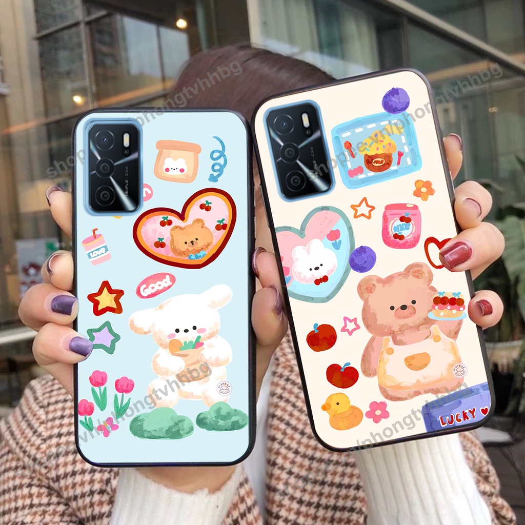 Ốp lưng Oppo A16 / A16K GẤU DÂU chi bi hoạt hình cute siêu rẻ