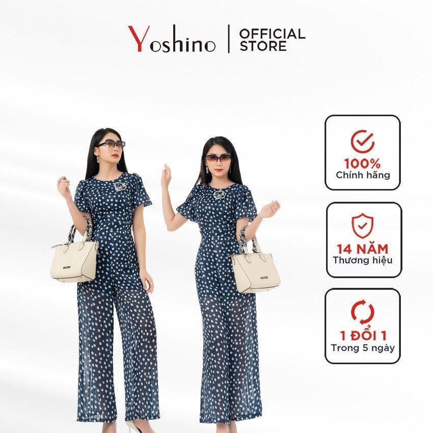 Jumpsuit quần xuông tay bồng chấm bi Yoshino