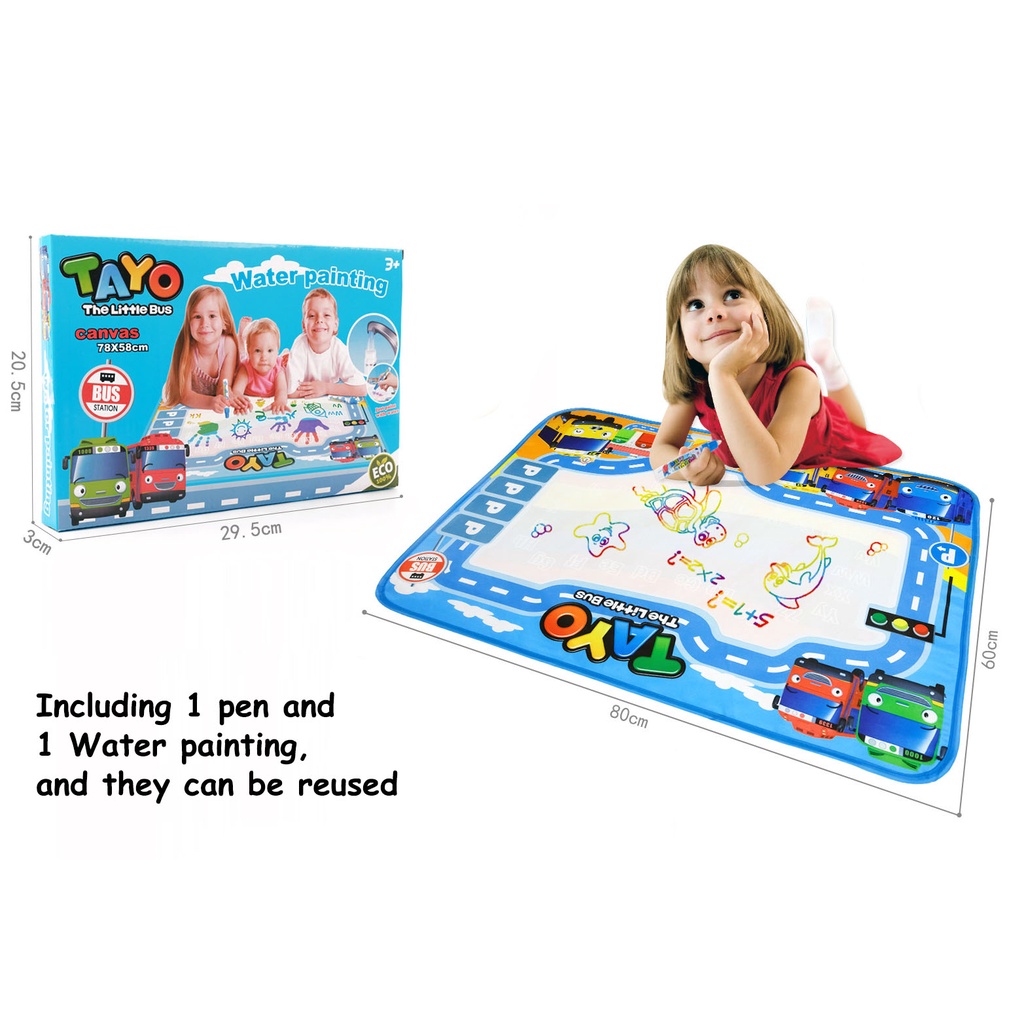 Tayo Bộ Đồ Chơi Xe Buýt Hoạt Hình Có Âm Thanh Và Ánh Sáng, Mở Cửa, Đường Ray Và Phong Cảnh