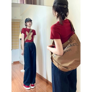 Áo Baby Tee Basic màu đỏ in hình thỏ