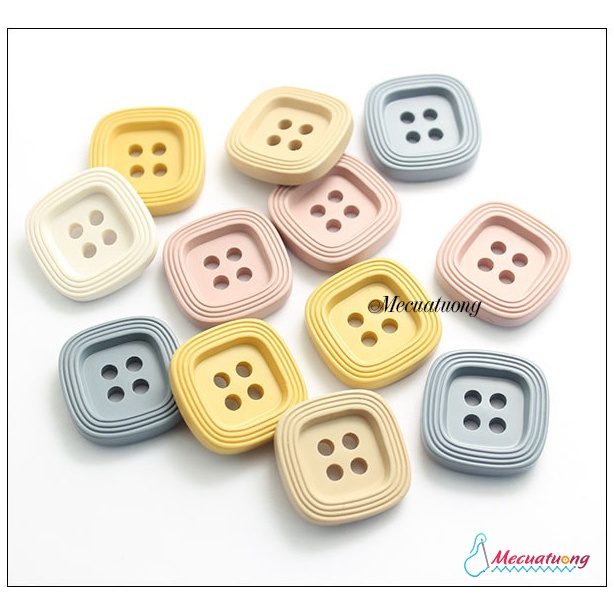Sét 5 khuy nút cúc nhựa 4 mắt hình vuông đẹp sang trang trí váy áo đầm các loại cực xinh