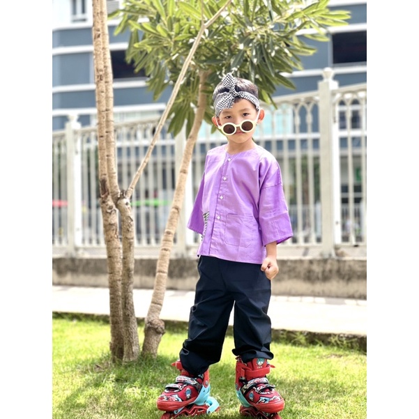 Bộ Bà Ba Bé Trai Bé Gái Màu Tím Pastel