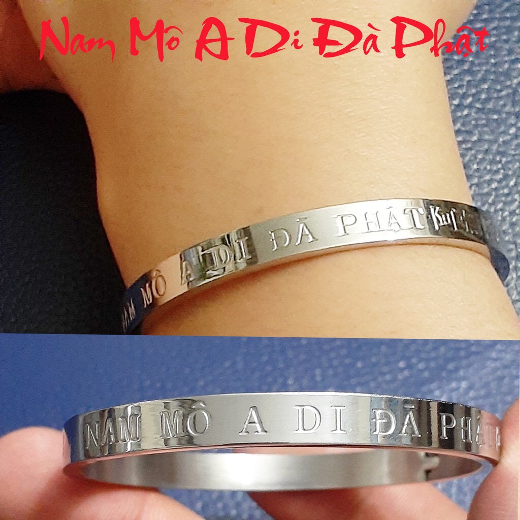 Vòng Tay Nam Mô A Di Đà Phật Trắng Vàng