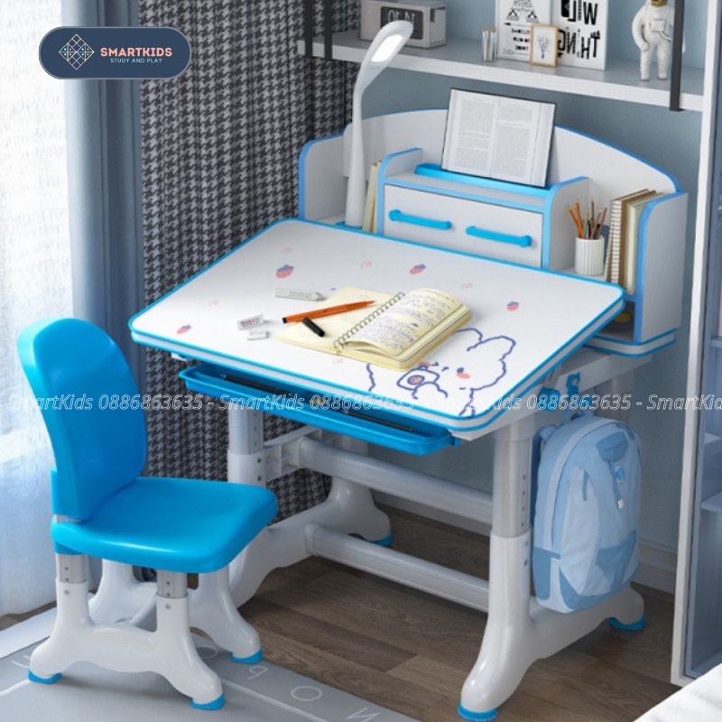 Bộ Bàn Ghế Học Sinh K05 Size Lớn 80CM Thiết Kế Thông Minh Giảm Mắc Cận Thị, Gù Lưng Cho Trẻ Từ 3 Tuổi SmartKids