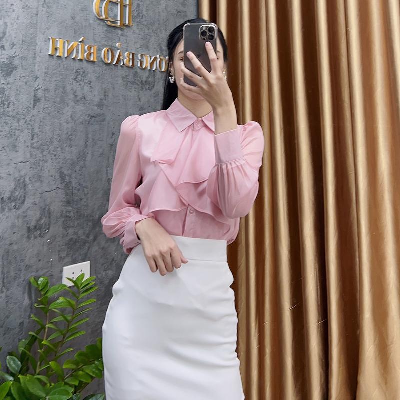 Áo sơ mi nữ  Sơ mi tơ xinh bèo, không nhăn nhàu, thoáng mát - BA23.008