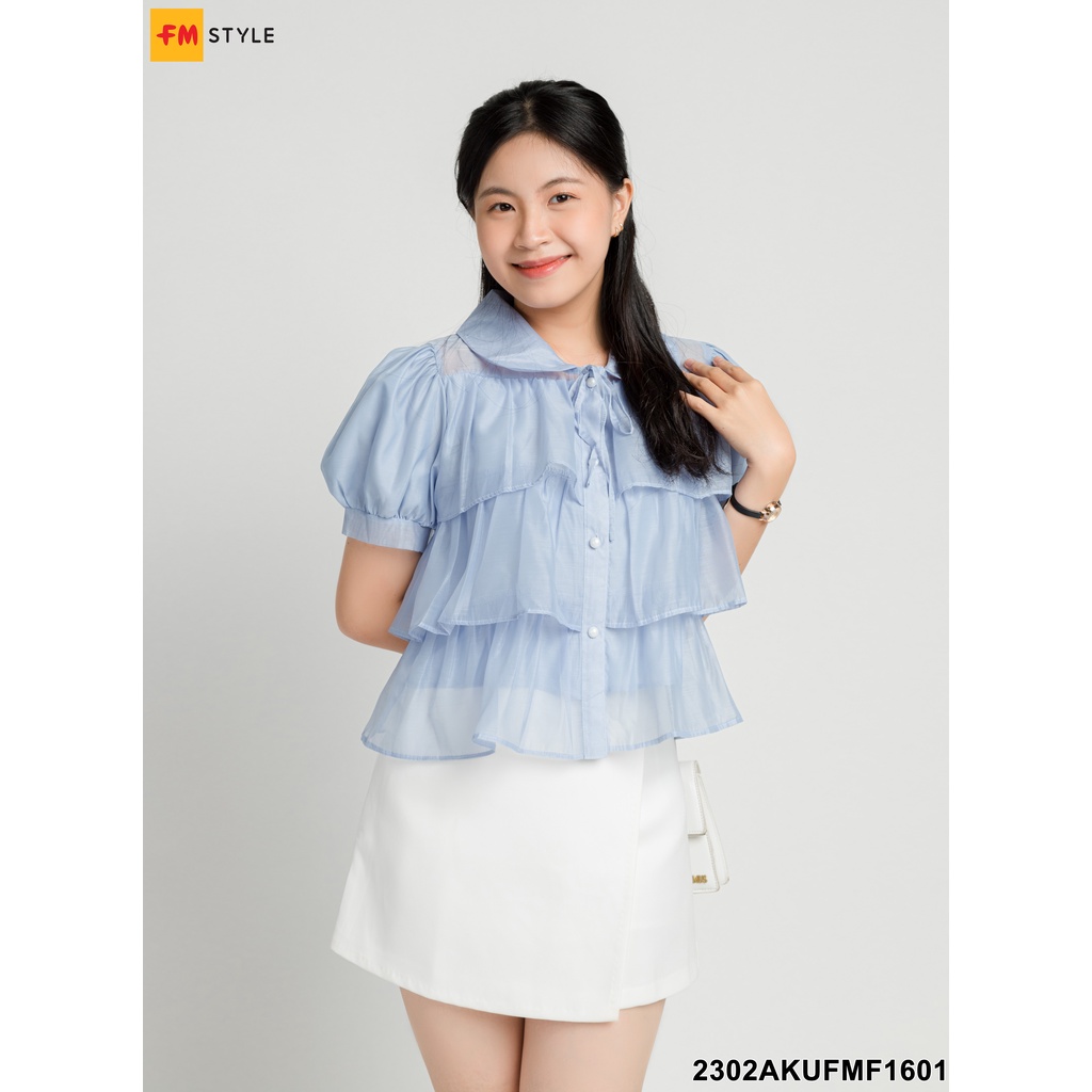 Áo kiểu nữ FMSTYLE voan cổ sen thiết kế 3 tầng phối bèo dáng babydoll nữ tính phong cách tiểu thư Hàn Quốc 23020350