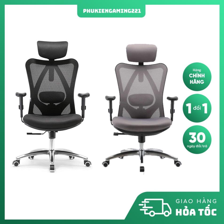 Ghế Lưới Xoay Công Thái Học Ergonomic - Sihoo M18 Màu Xám / Màu Bản Chân Nhôm Cao Cấp - Chính Hãng Bảo Hành 3 Năm