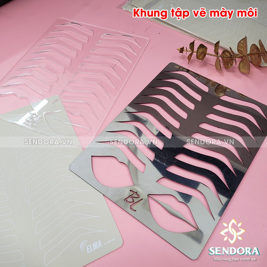 Khung vẽ chân mày, môi tập trên da giả - Khuôn kẻ mày inox 10 dáng
