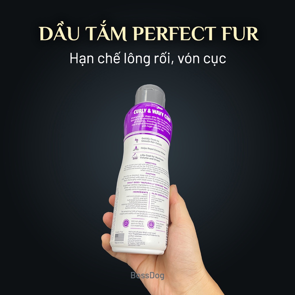 Dầu tắm cao cấp Curly&amp;Wavy | Chuyên cho chó Poodle giảm xoăn rối, vón cục lông | BossDog