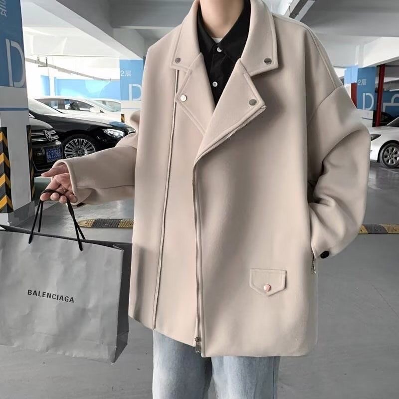 Áo Khoác Dạ Cổ V Đính Cúc Unisex