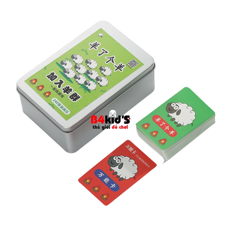 Trò chơi nuôi cừu bông 480 thẻ bài giấy hộp inox vui nhộn B4KIDS