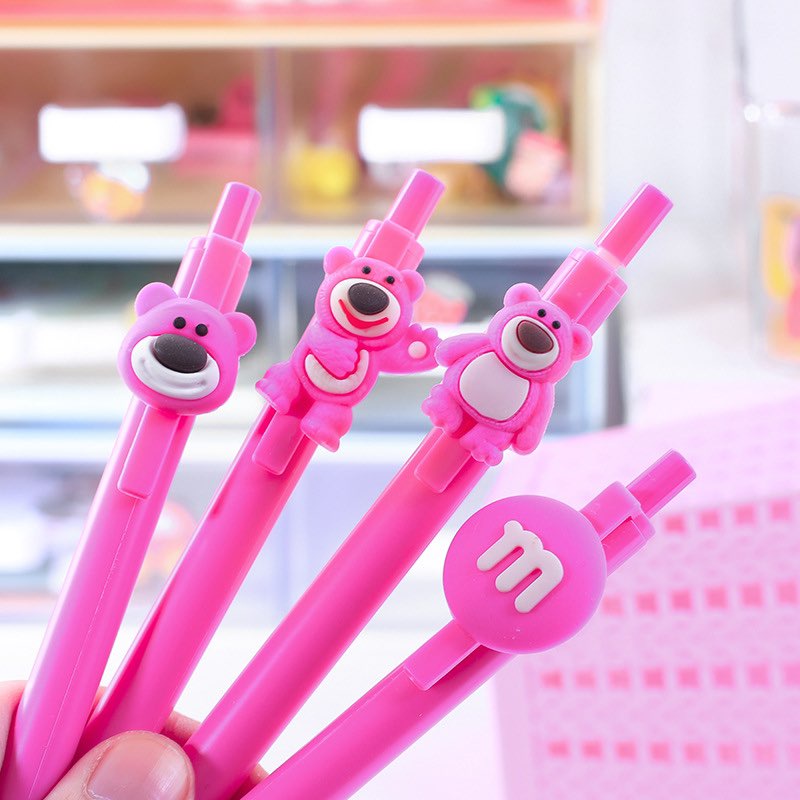 Bút Mực Gel Ngòi 0.5mm Màu Đen In Hình Gấu / Dâu Tây Dễ Thương Cho Học Sinh - 💖💖