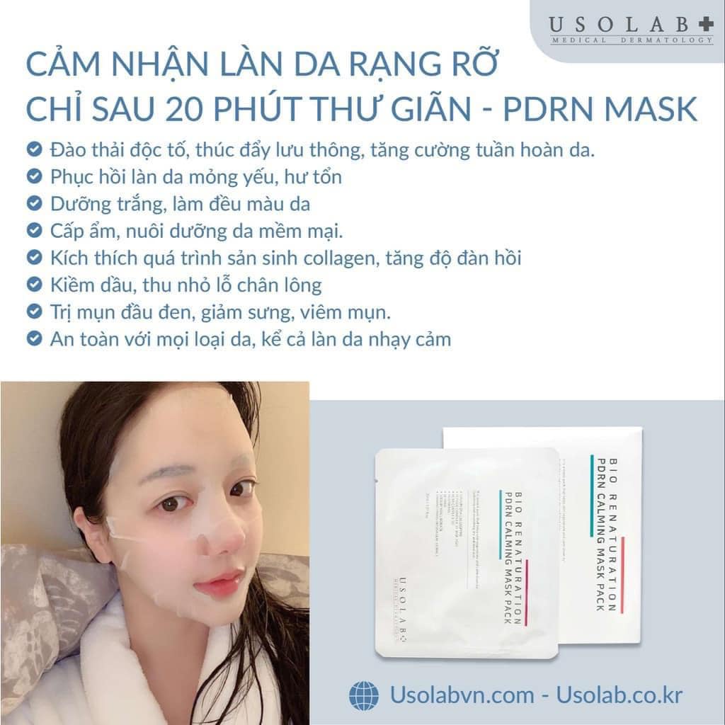 Combo PDRN Mask và HA ampoule 1.2ml USOLAB - Giúp phục hồi cấp nước đa tầng