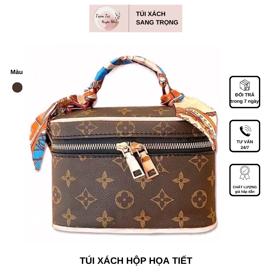Túi Xách Hộp Nữ Họa Tiết Sang Trọng Kèm Khăn - Túi Xách Nữ Hình Hộp Cá Tính Cho Nữ (Hàng Loại 1)