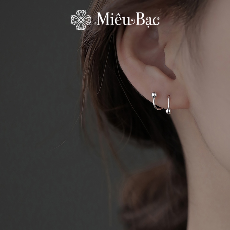 Bông tai bạc nữ Miêu Bạc chốt bi xoáy cá tính chất liệu bạc 925 phụ kiện trang sức nữ (1 chiếc)  B400704-1