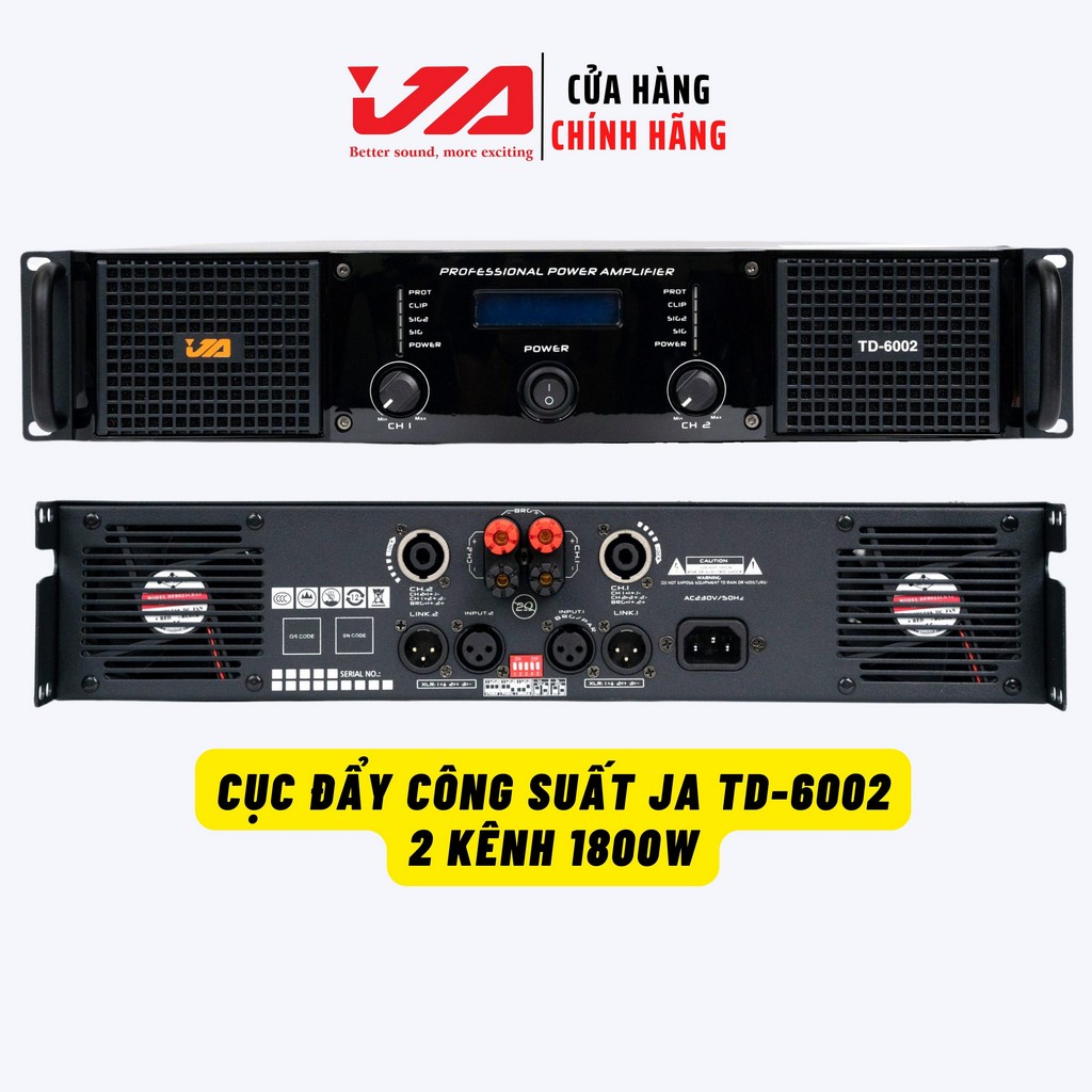 Cục Đẩy Công Suất 2 Kênh JA TD-6002 Chính Hãng 1800W-Nguồn Xuyến-Karaoke Gia Đình, Sự Kiện, Tặng 10M Dây Loa - JA Audio