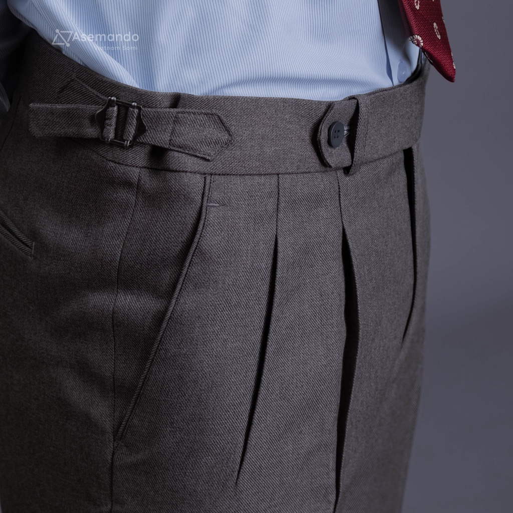 Quần sidetab nam Asemando xanh xám cạp trung quần âu nam Sartorial