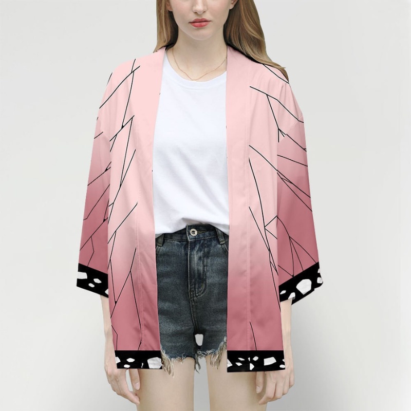 Áo khoác kimono hóa trang nhân vật Zenitsu Tanjirou Nezuko Rengoku Giyuu Demon Slayer Kimetsu No Yaiba.