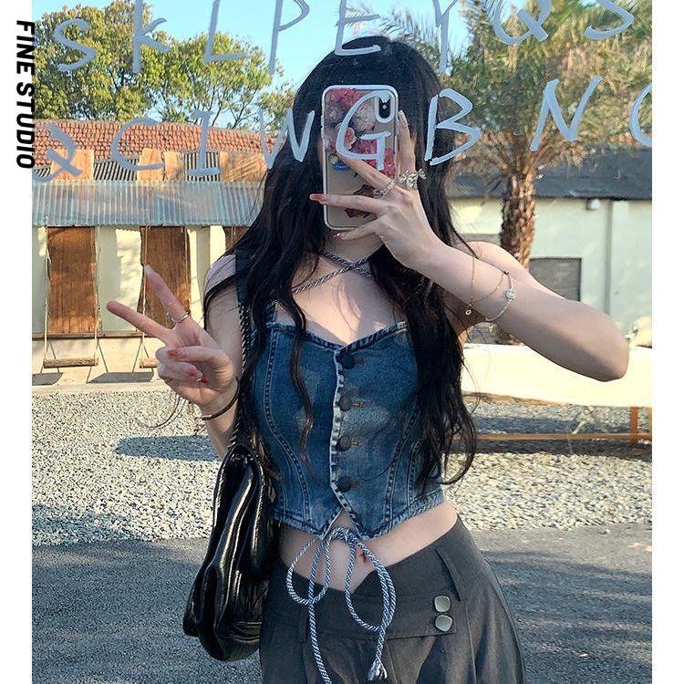 Áo Khoác Denim Không Tay Thời Trang Mùa Hè Cho Nữ