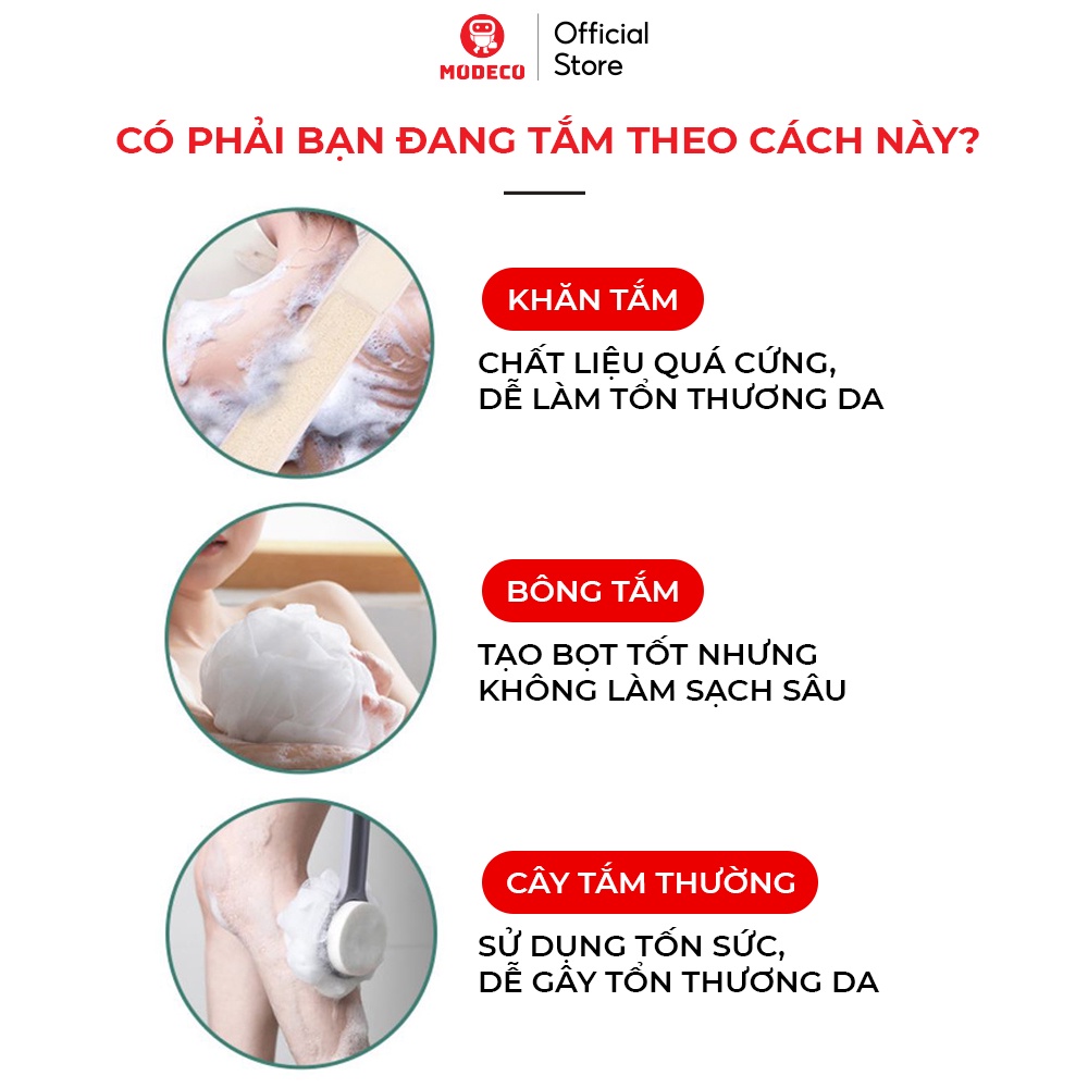 Bàn Chải Tắm Điện Tự Động 5 In 1 Modeco - Tắm Và Massage Mặt, Tẩy Tế Bào Chết, Làm Sạch Sâu - Tặng Kèm 5 Đầu Chải