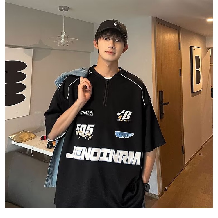 Áo Thun Tay Ngắn Dáng Rộng Phong Cách Hip Hop Đường Phố Mỹ Thời Trang Mùa Hè Mới Cho Nam