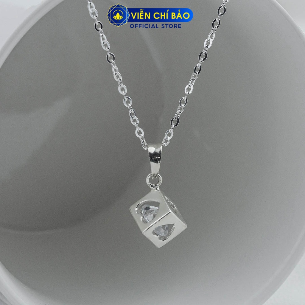 Dây chuyền bạc nữ Mặt lập phương trái tim bạc 925 thời trang phụ kiện trang sức Viễn Chí Bảo D400434