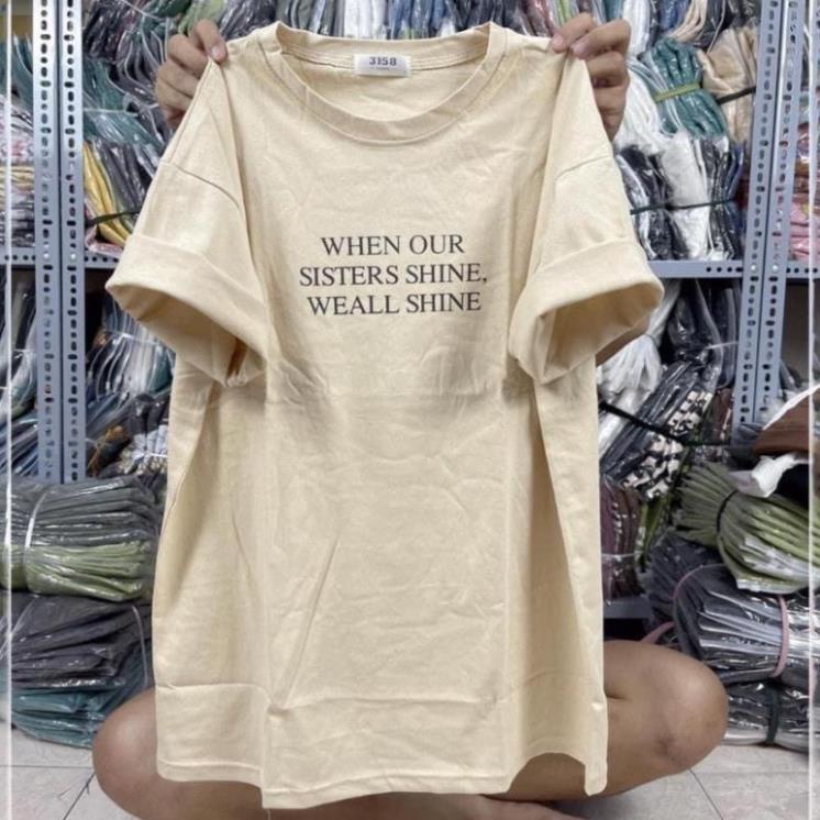 [Rẻ Vô Địch] Áo Thun 3158 Cotton Khô Form Rộng Nam Nữ Unisex In Chữ WHENOUR