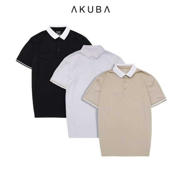 Áo polo nam vải cá sấu cotton AKUBA form slimfit, chất liệu thoáng mát, mềm mại, thấm hút mồ hôi tốt | 01J0600