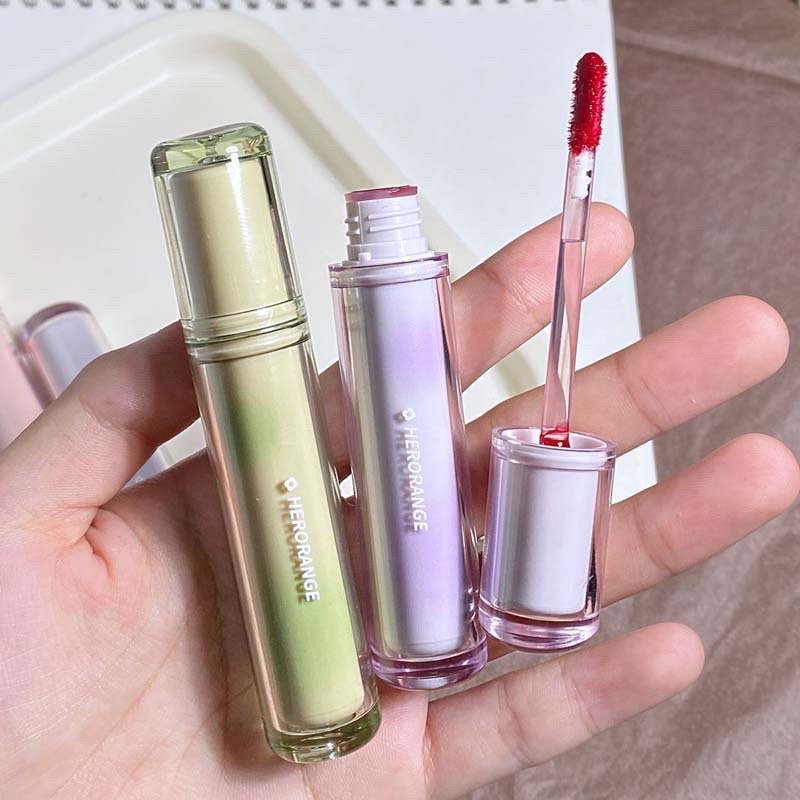 Son Bóng HERORANGE Tráng Gương Lâu Trôi Không Dễ Phai Màu Thiết Kế Vỏ Hình Ly Trà Băng Bắt Mắt