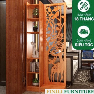Vách ngăn bình phong, Vách ngăn kệ trang trí vân gỗ con hưu sang trọng FN3