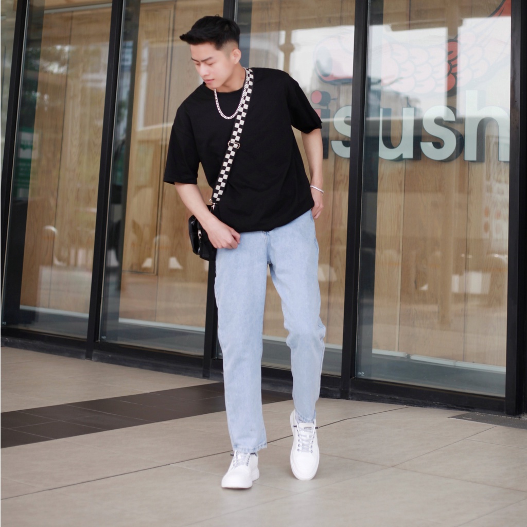 Quần jean baggy nam nữ unisex - quần jean ống suông cao cấp màu xanh đen xám phom rộng pon.mens hà nội hcm