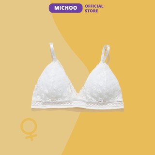 Áo Bra Nữ Không Gọng MICHOO Đệm Mỏng Phối Ren Hoa Quyến Rũ