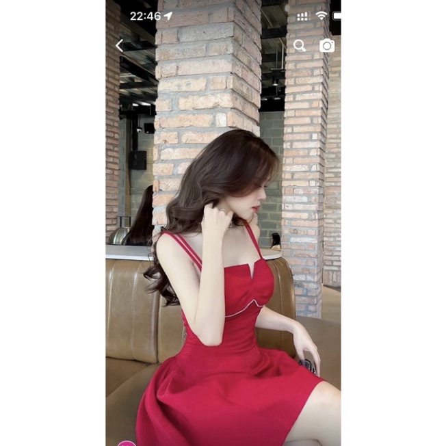 (Fom: <55kg) Đầm Đỏ 2s Cúp Ngực Xẻ Viền Cườm JL46 | BigBuy360 - bigbuy360.vn