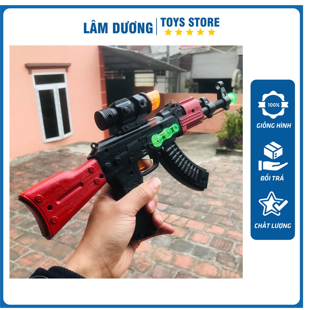 Súng nhựa chạy pin AK 47 phát đèn nhạc cho bé trai đồ chơi trẻ em LÂM DƯƠNG TOYS