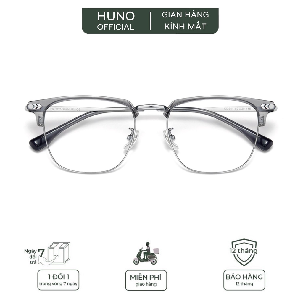 Gọng Kính Nam Nữ HUNO Thời Trang Cao Cấp 2023 thiết kế gọng vuông kim loại siêu nhẹ chống ánh sáng xanh K68
