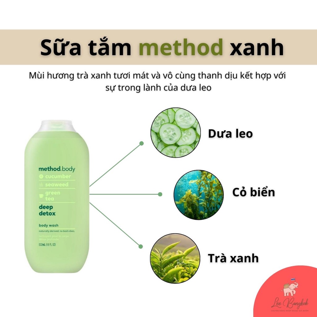 [Hàng Air - Đủ Bill] Sữa Tắm Method Body Wash Úc 532ml Cấp Ẩm Dữơng Trắng Da Cho Da Mịn Màng Sạch Sâu Từ Bên Trong | BigBuy360 - bigbuy360.vn