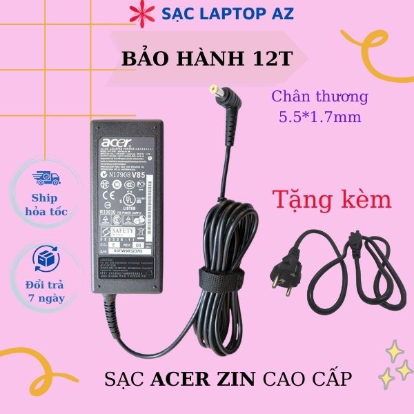 Sạc laptop acer loại tốt 3.42A, sạc máy tính acer cao cấp kèm dây nguồn