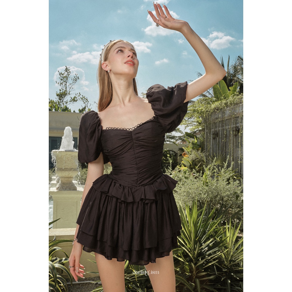 DARLING.ISM - Đầm xoè 3 tầng tay phồng Selena dress vải tơ crep