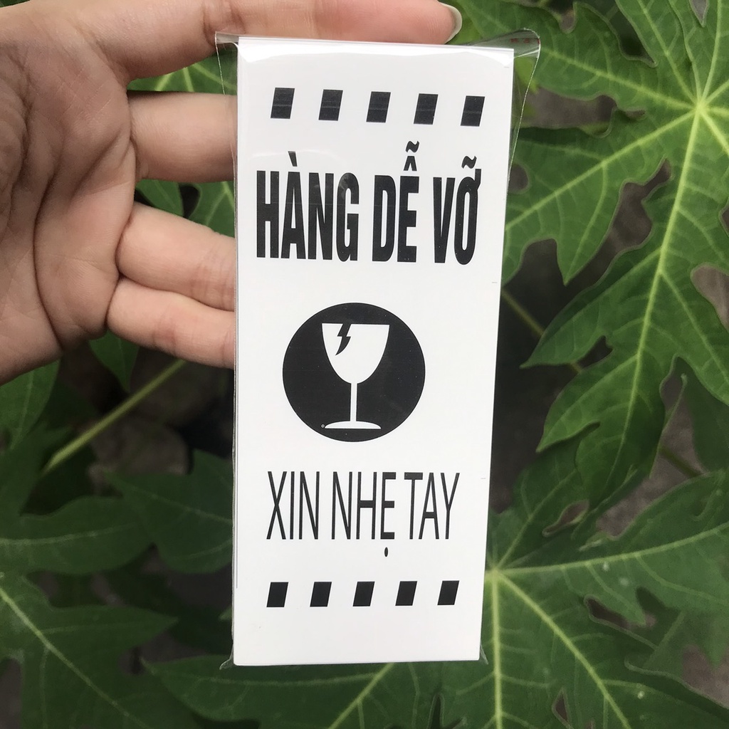 Tem nhãn dán cảnh báo hàng dễ vỡ có keo dán sẵn