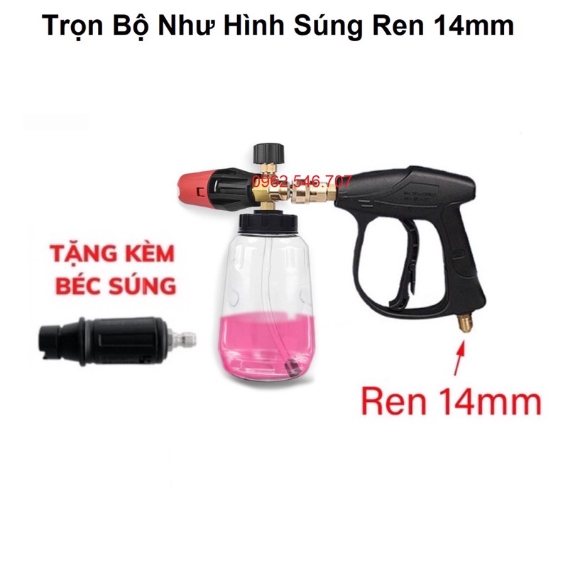 Bình Foam tạo bọt tuyết 1000ml-Tặng kèm khớp nối nhanh gắn vòi phun xịt rửa của máy rửa xe gia đình( BÌNH TRONG SUỐT)