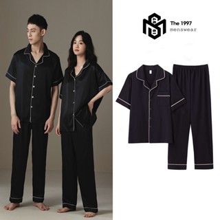 Bộ đồ ngủ cộc tay nam nữ THE 1997 MENSWEAR chất liệu lụa ngọc trai cao cấp đường may chỉ tơ tằm STN1