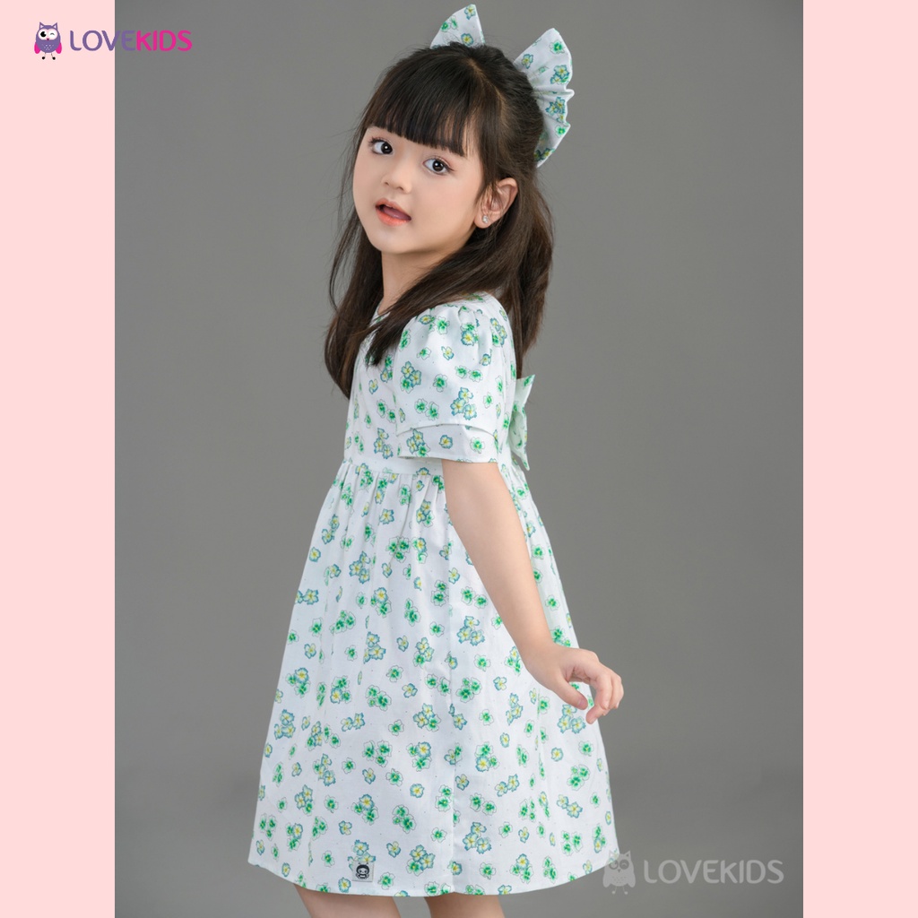 Đầm hoa nhí Lovekids bé gái, tay cánh tiên, vải cotton thoáng mát, size từ 2 đến 6 tuổi