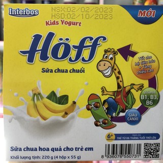 Sữa Chua Hoff Cho Bé 4 Vị[dâu tây , táo , nguyên bản , chuối]
