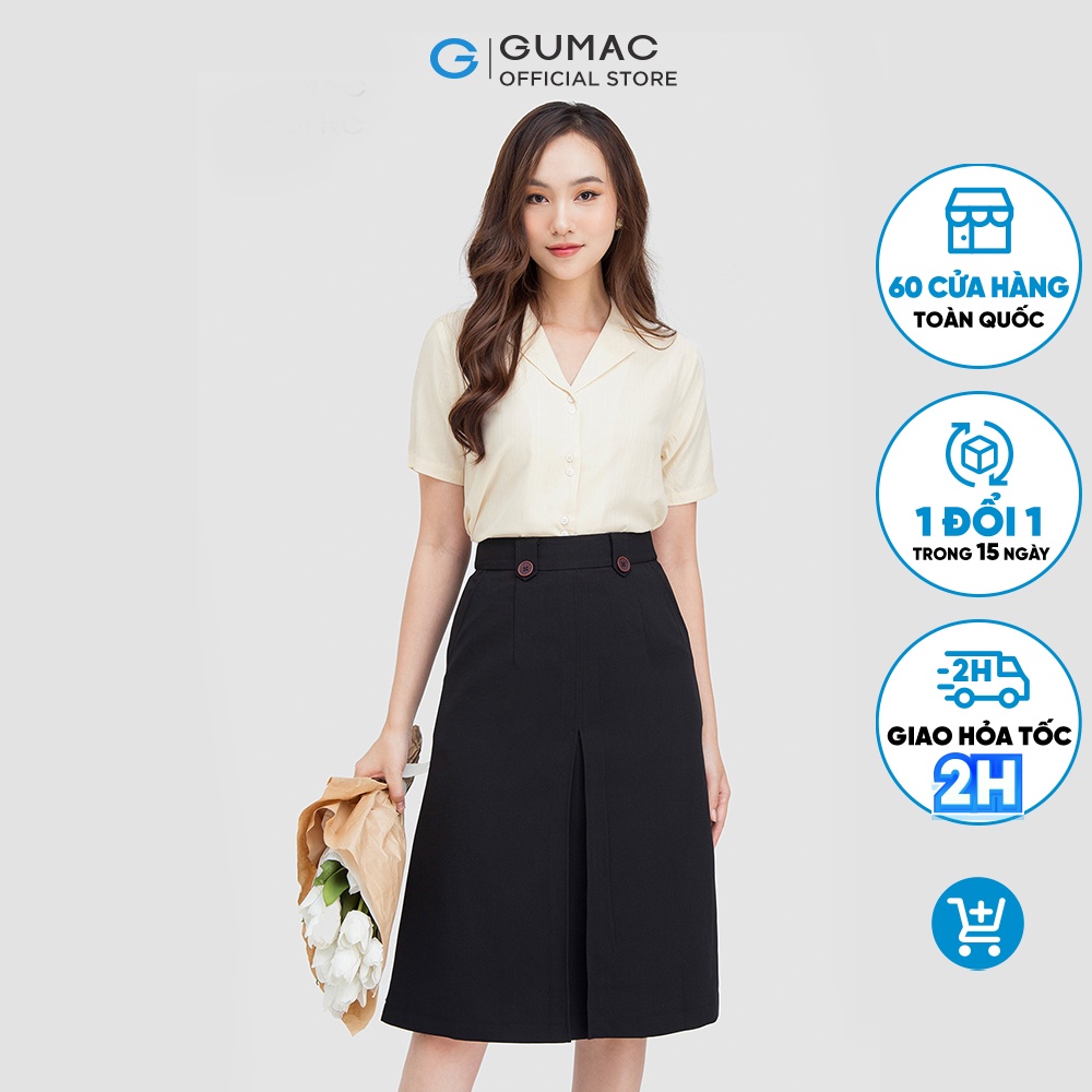 Áo sơ mi nữ tay ngắn AC06001 thời trang GUMAC chất liệu Linen